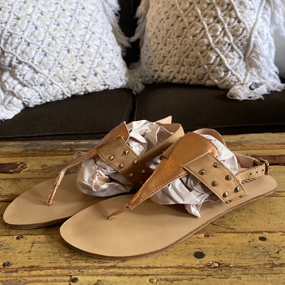 ANNA LUZ BRAZIL LEATHER SANDALS ROSE GOLD TAN NEUTRAL